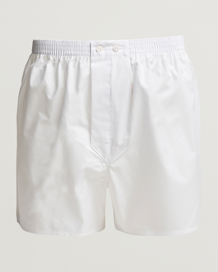 Men | Underwear & Socks | Derek Rose | Classic Fit Cotton Boxer Shorts White