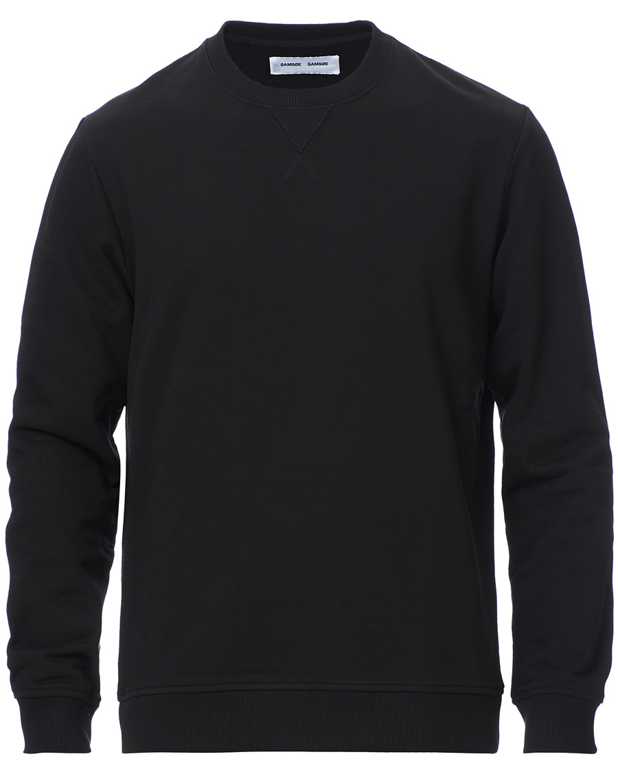 Men | Sweaters & Knitwear | Samsøe Samsøe | Samsøe & Samsøe Hugo Organic Cotton Crew Neck Sweat Black