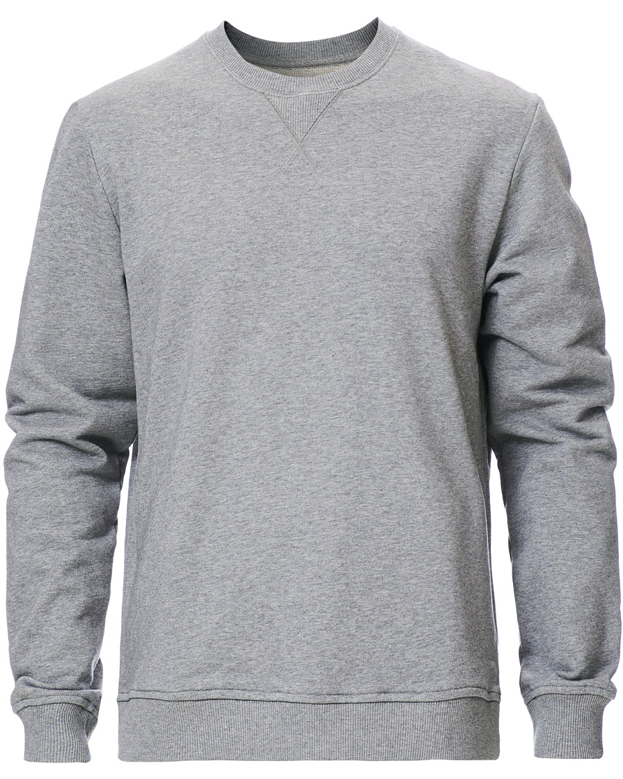 Men | Sweaters & Knitwear | Samsøe Samsøe | Samsøe & Samsøe Hugo Organic Cotton Crew Neck Sweat Grey Mel