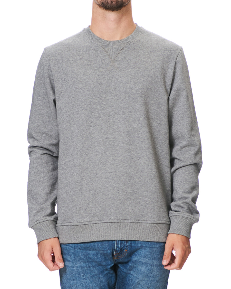 Men | Sweaters & Knitwear | Samsøe Samsøe | Samsøe & Samsøe Hugo Organic Cotton Crew Neck Sweat Grey Mel
