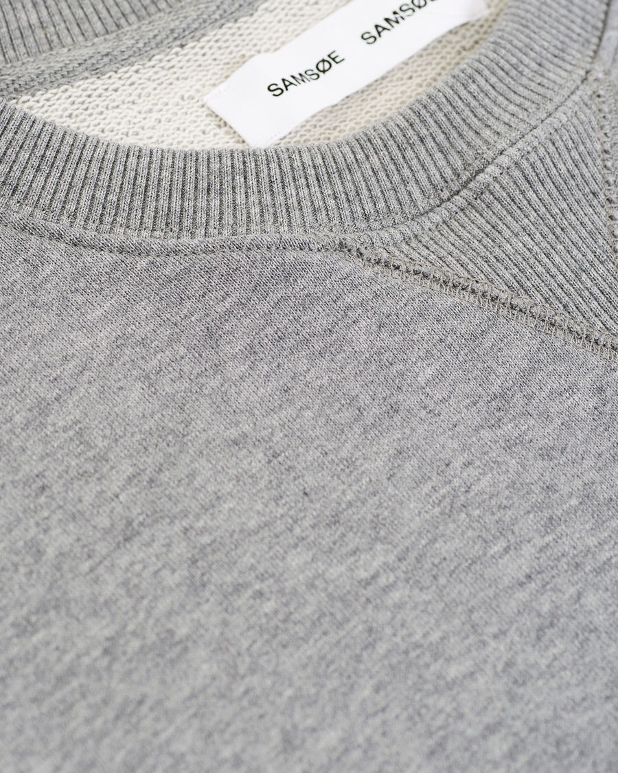 Men | Sweaters & Knitwear | Samsøe Samsøe | Samsøe & Samsøe Hugo Organic Cotton Crew Neck Sweat Grey Mel