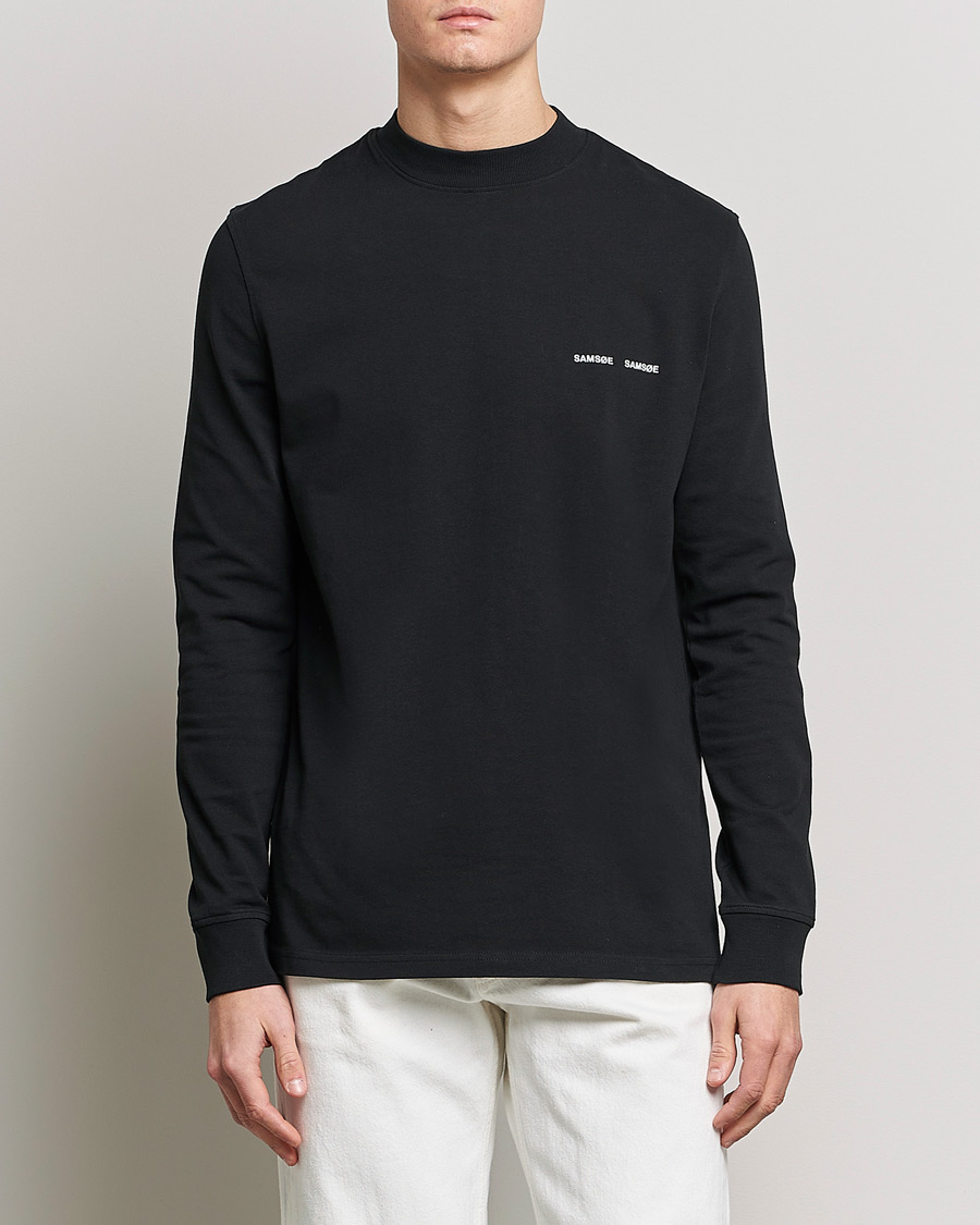 Men | T-Shirts | Samsøe Samsøe | Norsbro Long Sleeve Organic Cotton Tee Black