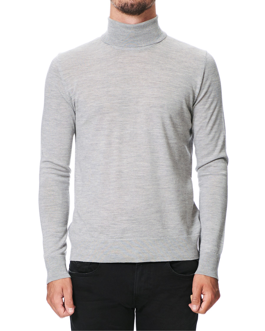 Men | Sweaters & Knitwear | Samsøe Samsøe | Samsøe & Samsøe Flemming Superfine Merino Wool Rollneck Grey Mel