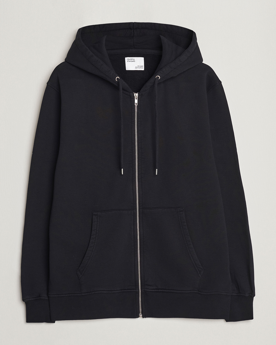 Men | Sweaters & Knitwear | Colorful Standard | Classic Organic Full Zip Hood Deep Black