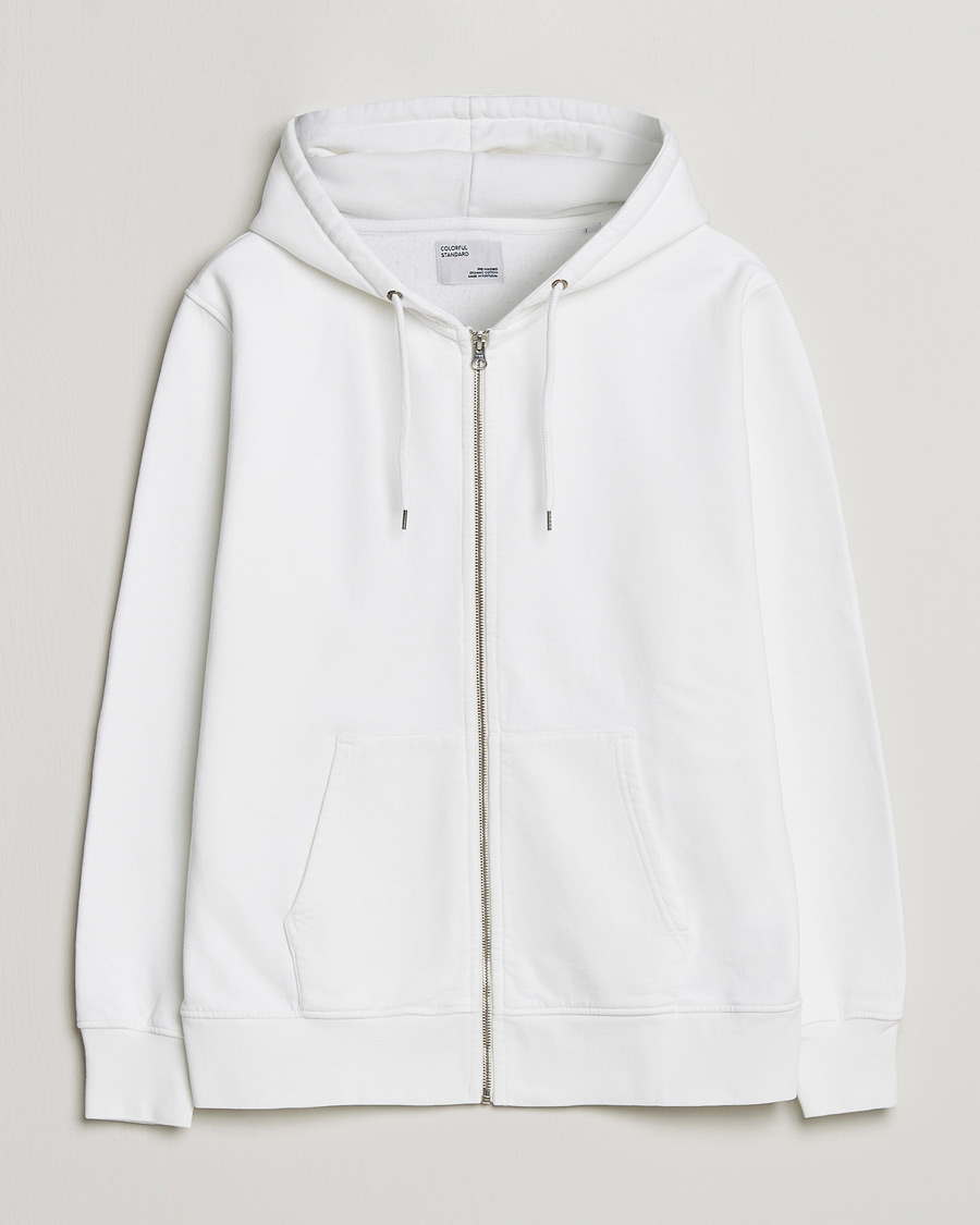 Men | Sweaters & Knitwear | Colorful Standard | Classic Organic Full Zip Hood Optical White