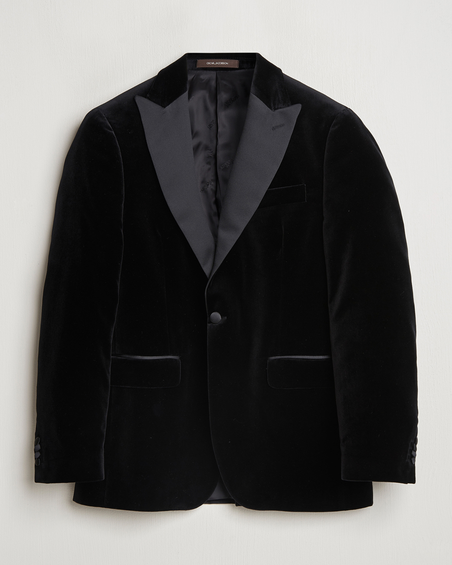 Men | Blazers | Oscar Jacobson | Frampton Velvet Tuxedo Blazer Black