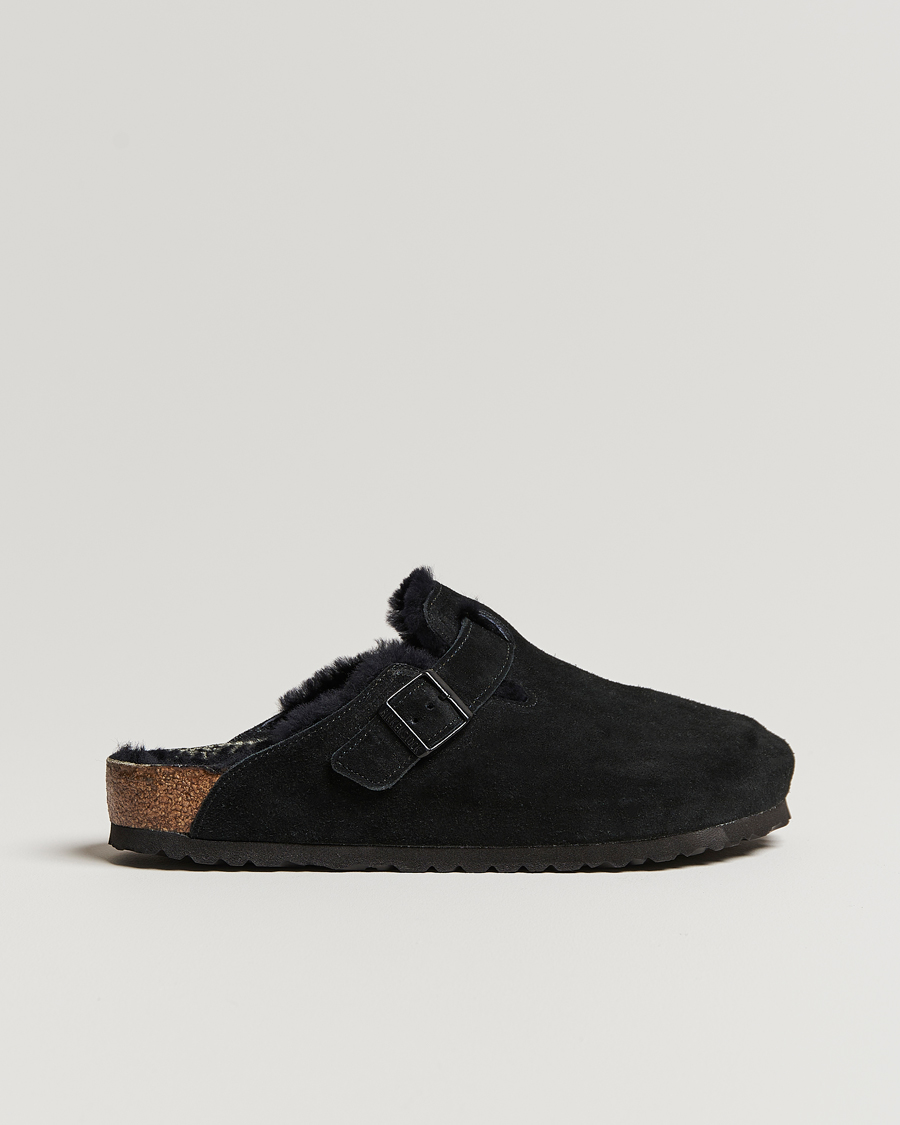 Men | BIRKENSTOCK Boston Shearling Black Suede | BIRKENSTOCK | Boston Shearling Black Suede