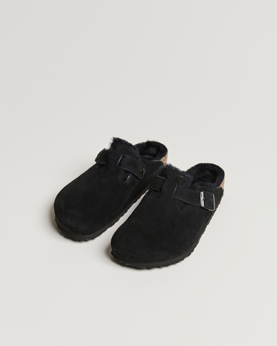 Men | BIRKENSTOCK Boston Shearling Black Suede | BIRKENSTOCK | Boston Shearling Black Suede