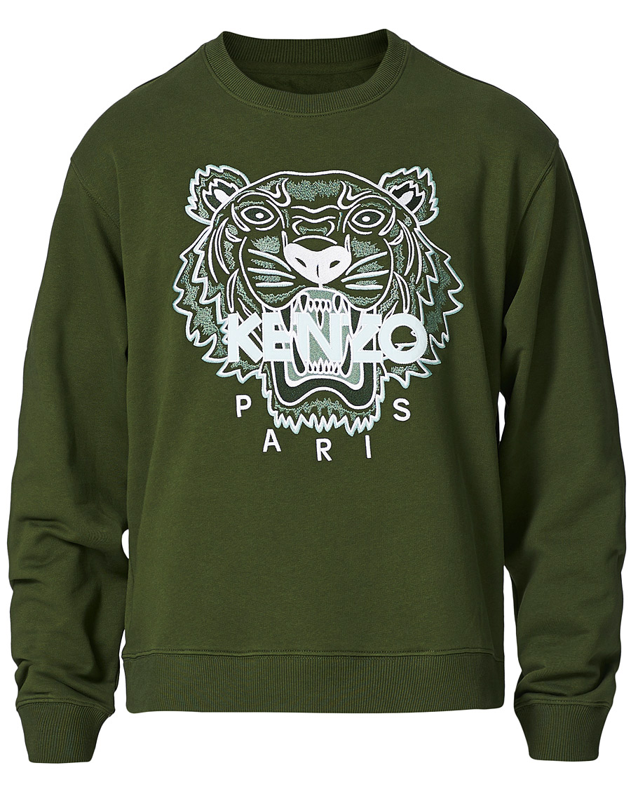 Men | Sweaters & Knitwear | KENZO | Tiger Crew Neck Sweatshirt Dark Khaki
