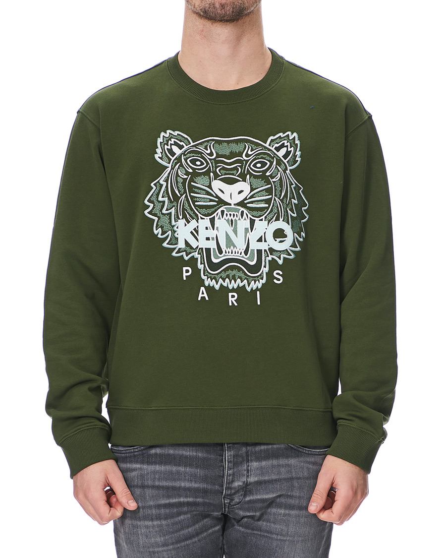 Men | Sweaters & Knitwear | KENZO | Tiger Crew Neck Sweatshirt Dark Khaki