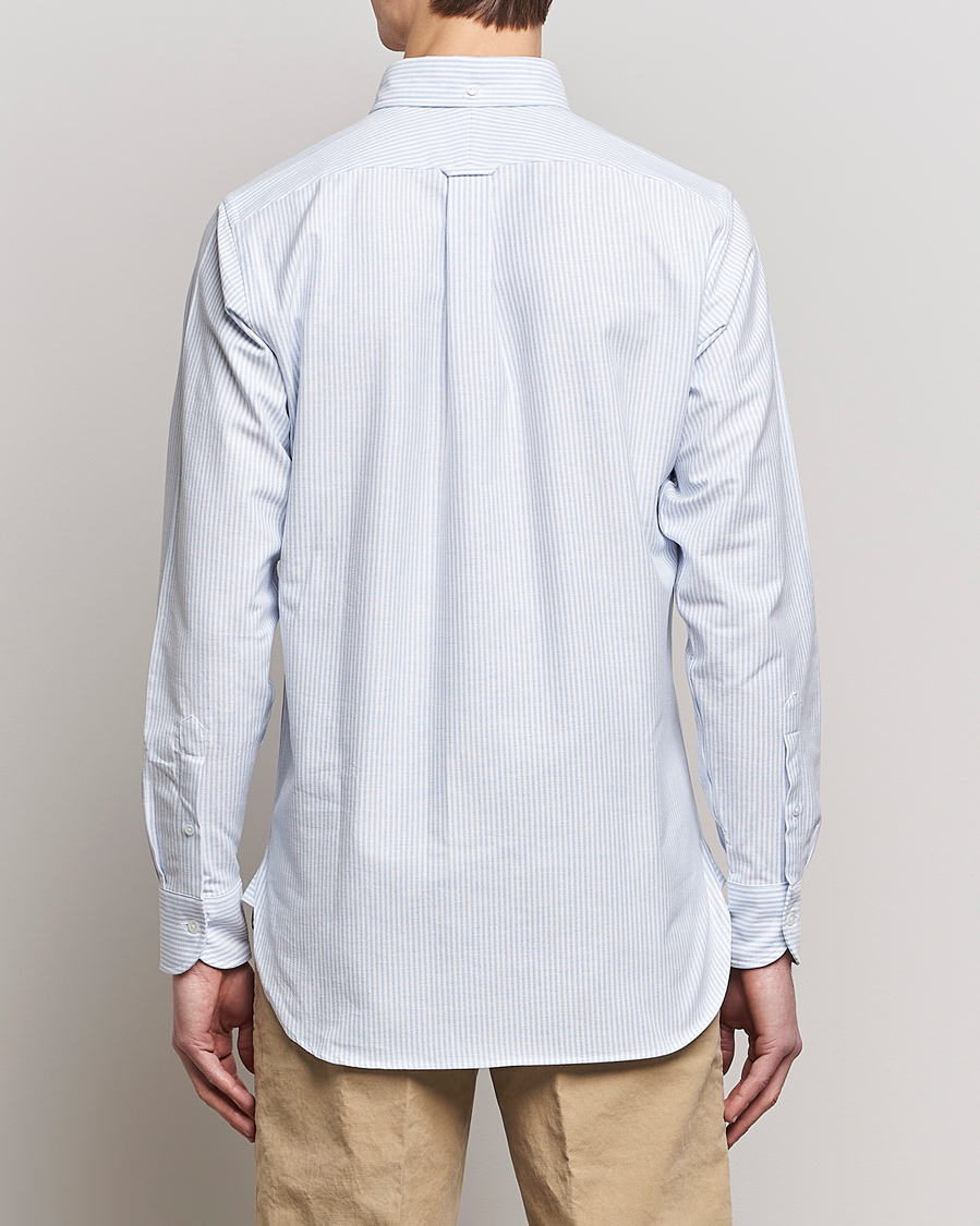 Men | Shirts | Drake's | Striped Button Down Oxford Shirt Blue