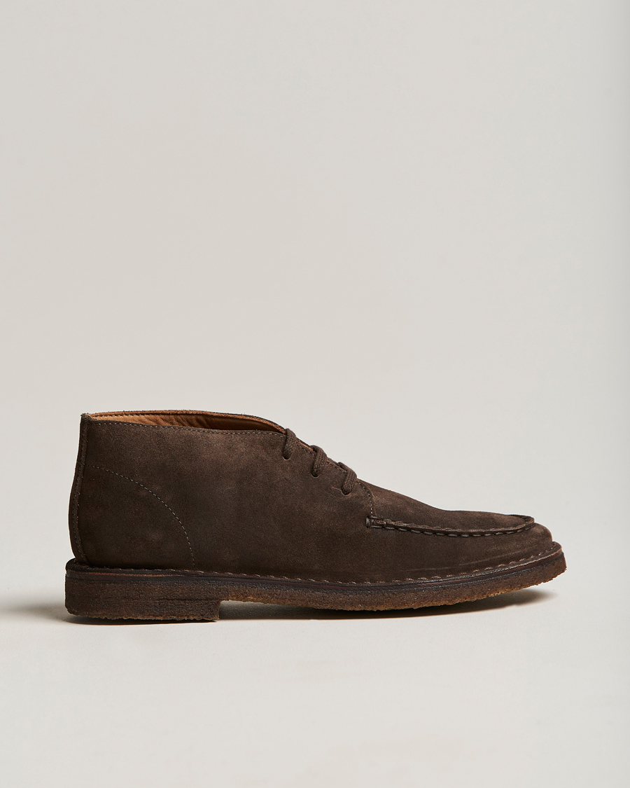 Men | Boots | Drake's | Crosby Moc-Toe Suede Chukka Boots Dark Brown
