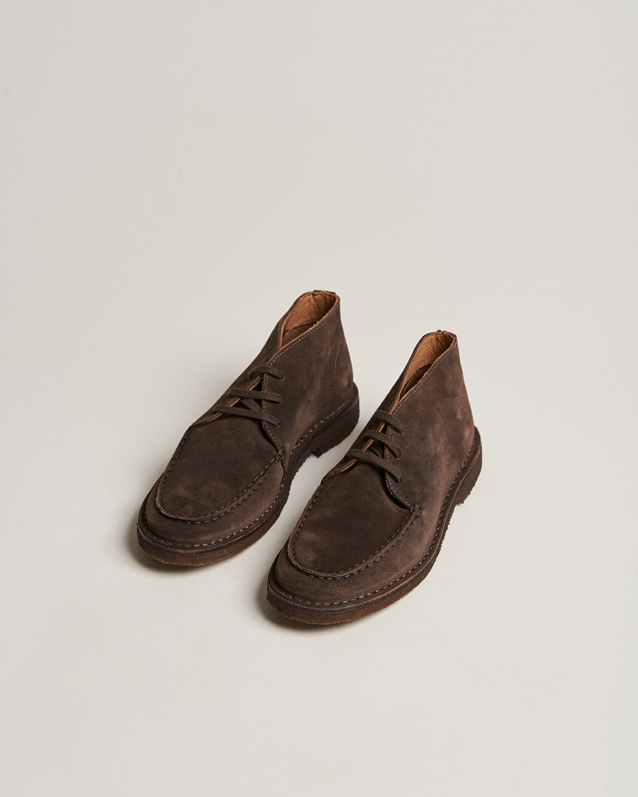 Men | Boots | Drake's | Crosby Moc-Toe Suede Chukka Boots Dark Brown