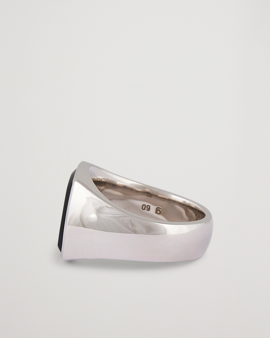 Men | Jewellery | Tom Wood | Cushion Black Onyx Ring Silver