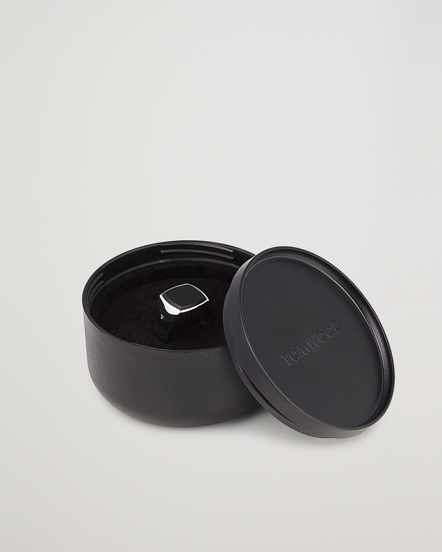 Men | Jewellery | Tom Wood | Cushion Black Onyx Ring Silver