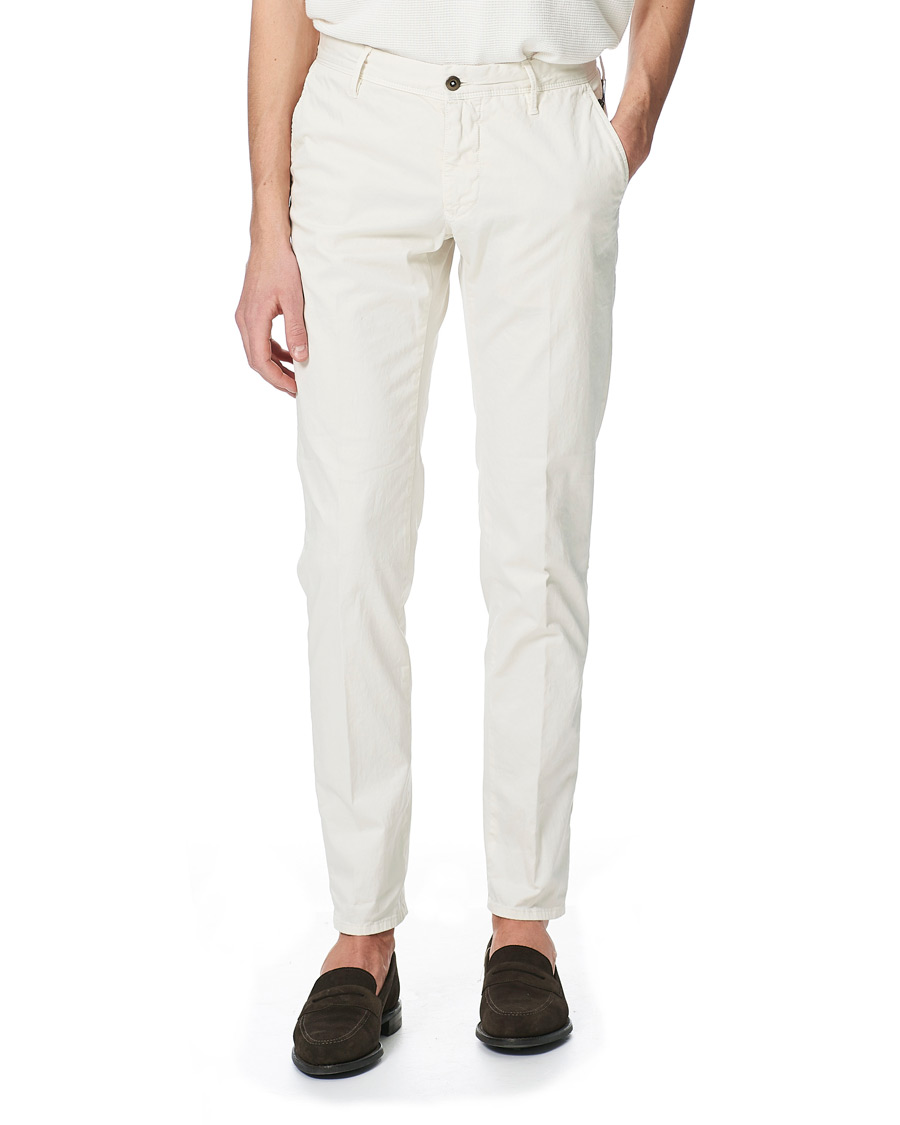 Men | Trousers | Incotex | Slim Fit Garment Dyed Slacks Off White