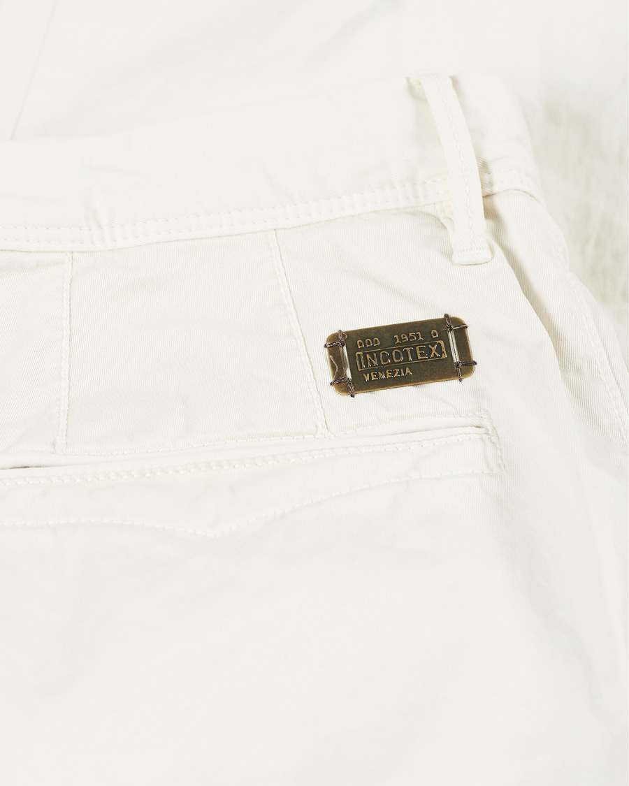 Men | Trousers | Incotex | Slim Fit Garment Dyed Slacks Off White