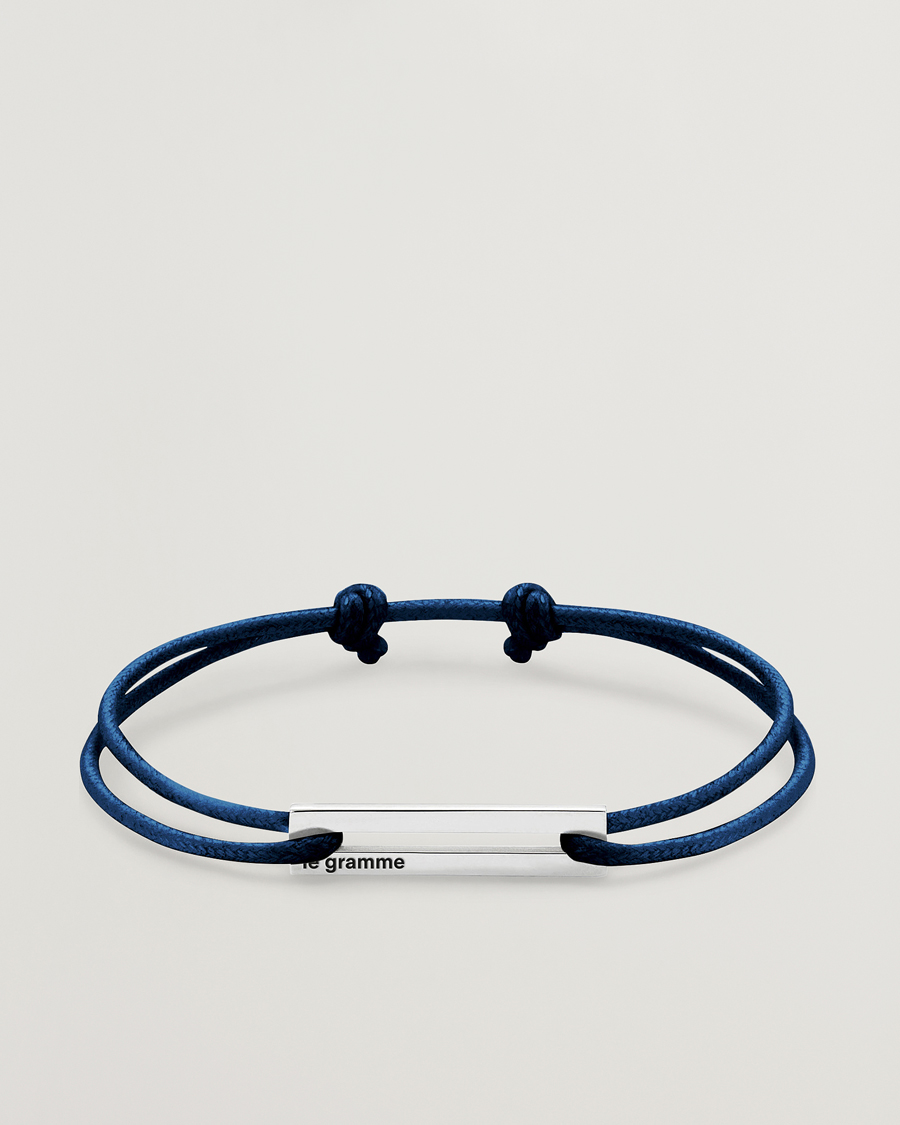 Men | Jewellery | LE GRAMME | Cord Bracelet Le 17/10 Navy/Sterling Silver