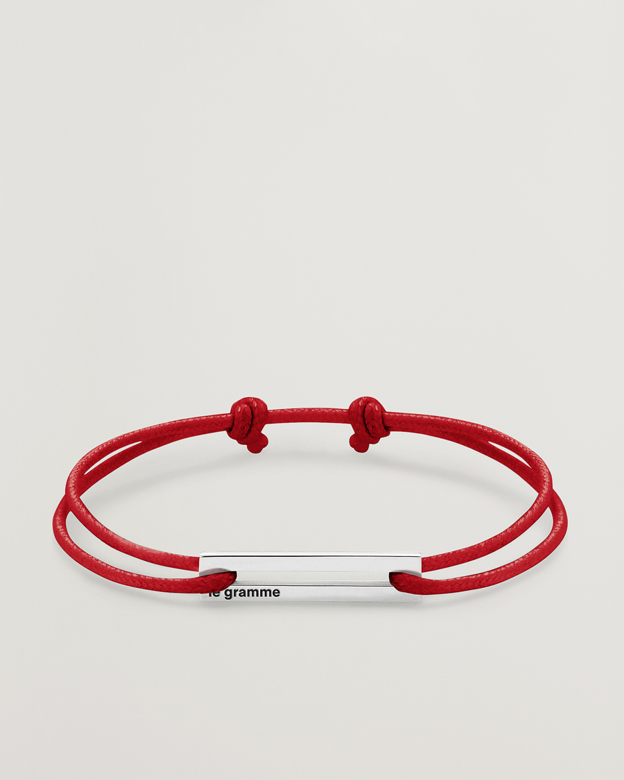 Men | Jewellery | LE GRAMME | Cord Bracelet Le 17/10 Red/Sterling Silver