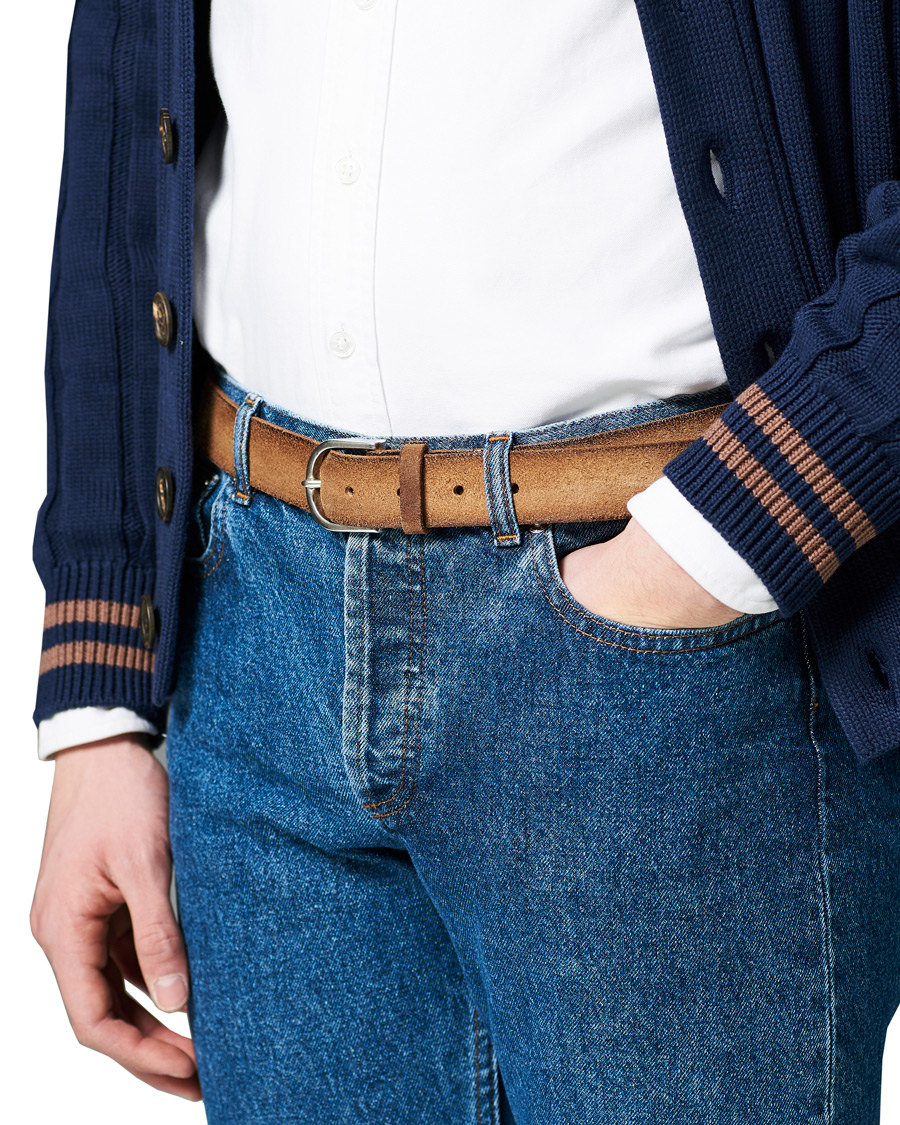 Men | Orciani Handmade Suede Belt 3 cm Sabbia | Orciani | Handmade Suede Belt 3 cm Sabbia