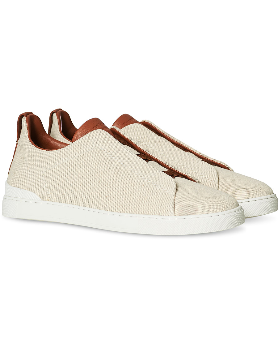 Men | Ermenegildo Zegna Triple Stitch Elasticated Sneakers White | Ermenegildo Zegna | Triple Stitch Elasticated Sneakers White