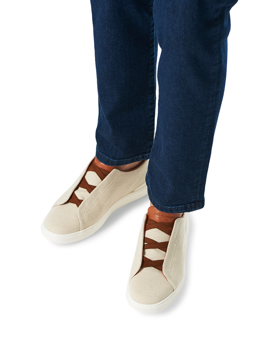 Men | Ermenegildo Zegna Triple Stitch Elasticated Sneakers White | Ermenegildo Zegna | Triple Stitch Elasticated Sneakers White