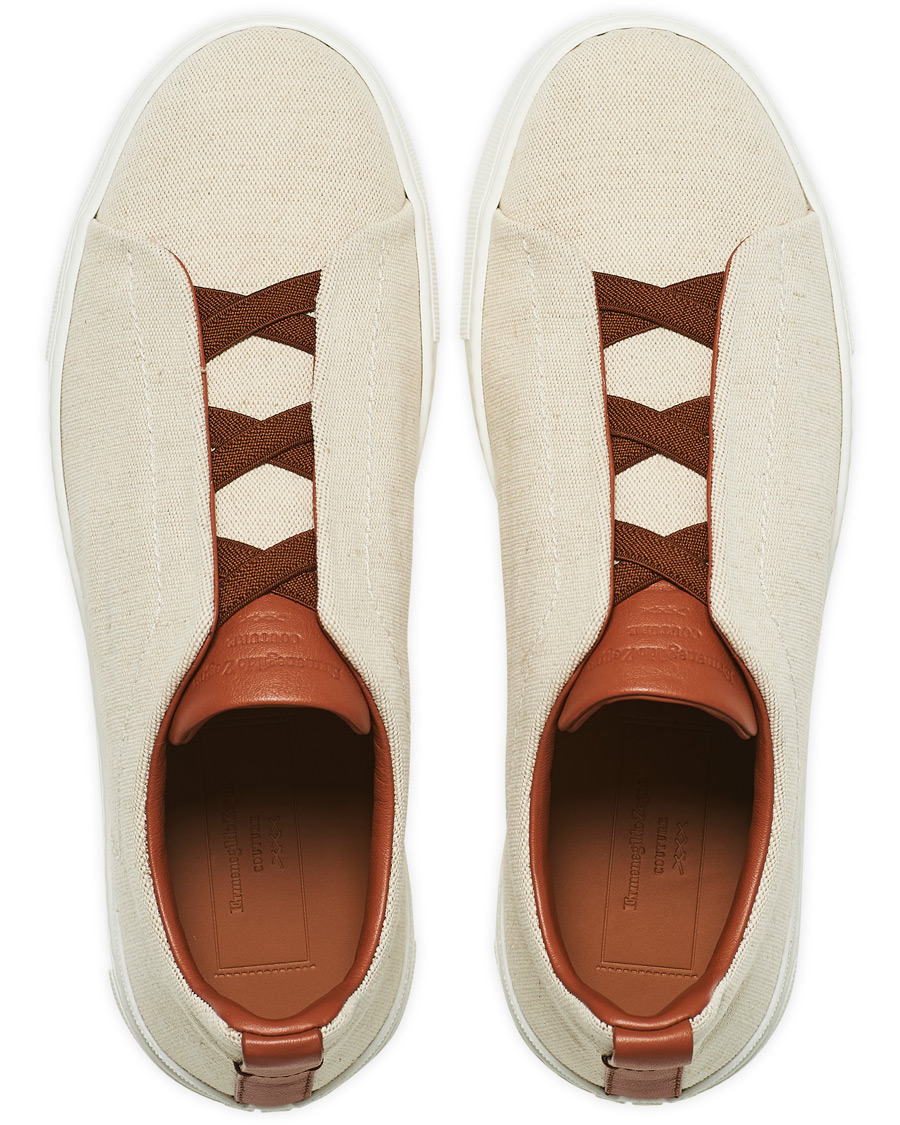 Men | Ermenegildo Zegna Triple Stitch Elasticated Sneakers White | Ermenegildo Zegna | Triple Stitch Elasticated Sneakers White