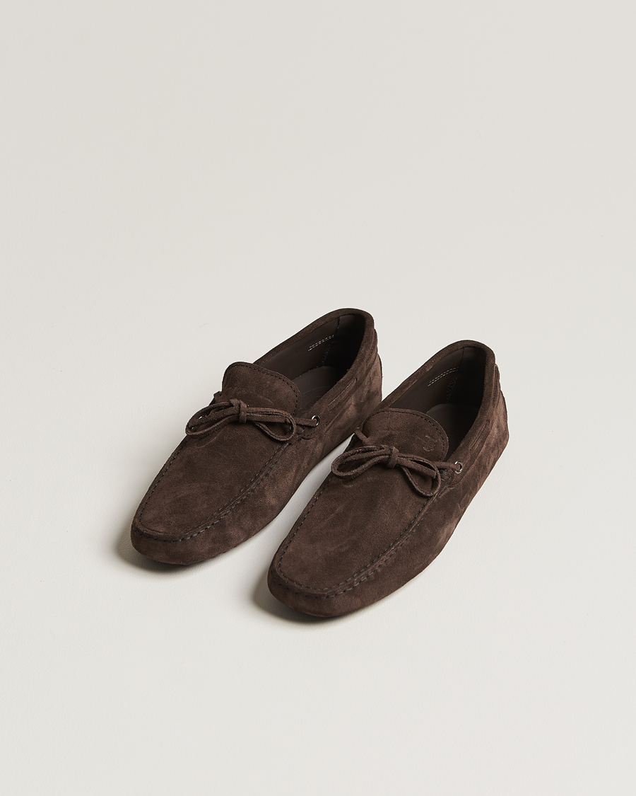 Men | Tod's Lacetto Gommino Carshoe Dark Brown Suede | Tod's | Lacetto Gommino Carshoe Dark Brown Suede