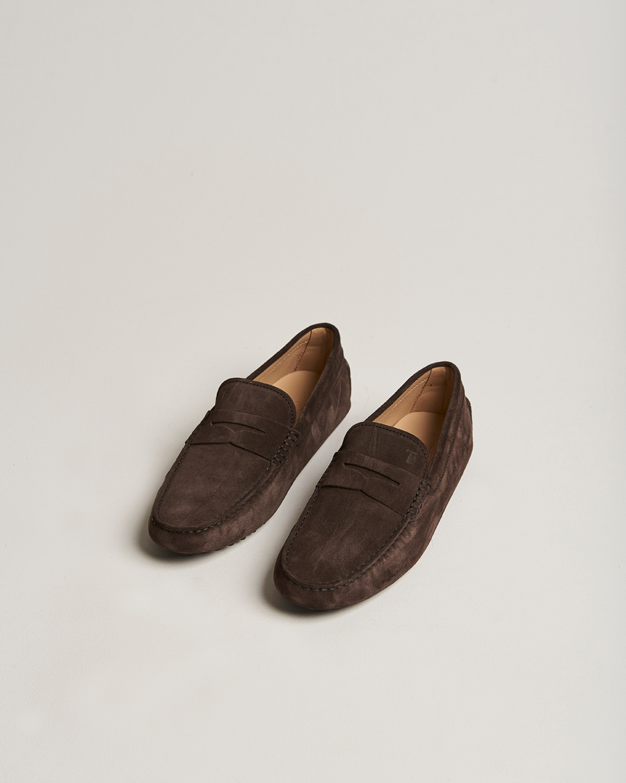 Men | Tod's Gommino Carshoe Dark Brown Suede | Tod's | Gommino Carshoe Dark Brown Suede