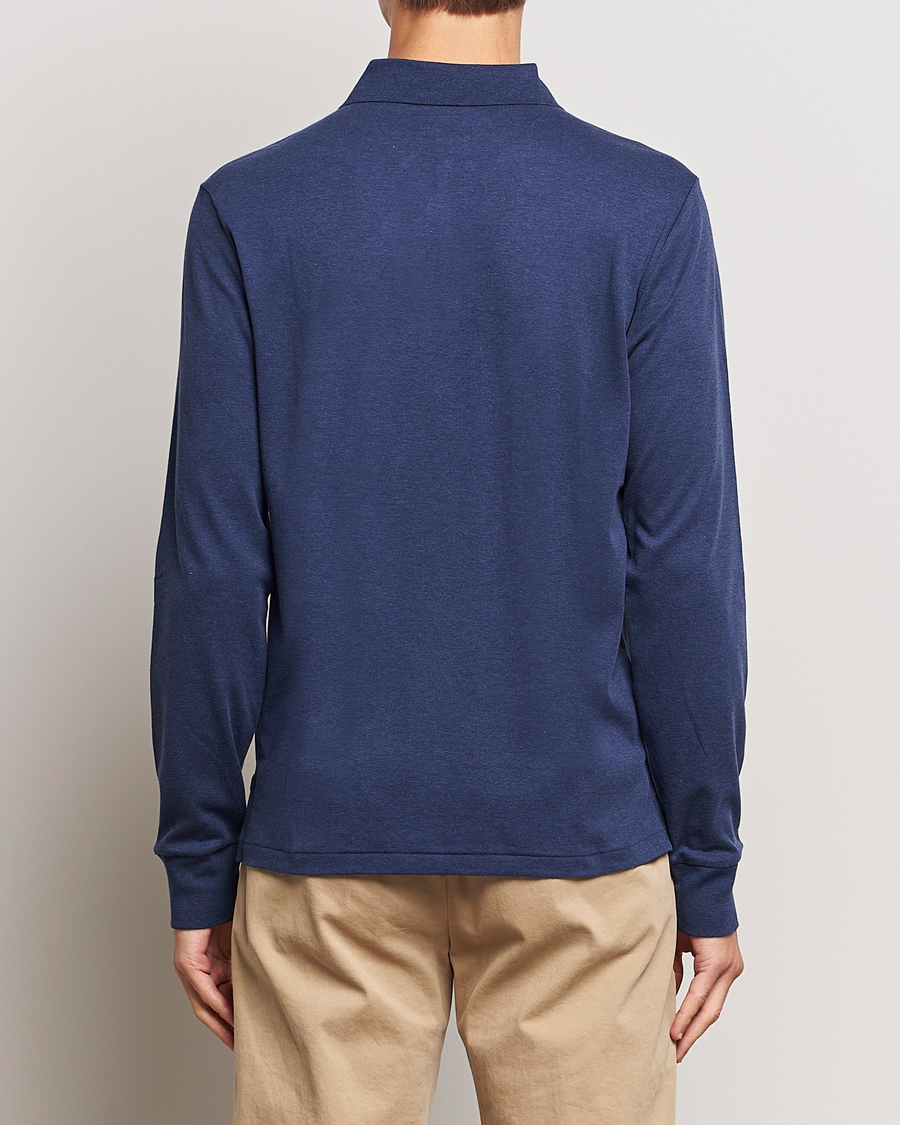 Men | Sweaters & Knitwear | Polo Ralph Lauren | Pima Cotton Custom Fit LS Polo Spring Navy Heather