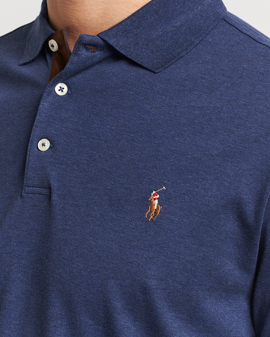 Men | Sweaters & Knitwear | Polo Ralph Lauren | Pima Cotton Custom Fit LS Polo Spring Navy Heather