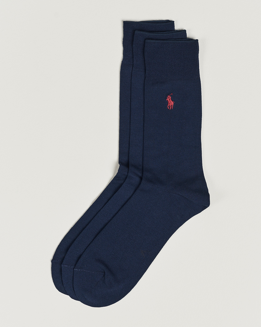 Men | Underwear & Socks | Polo Ralph Lauren | 3-Pack Mercerized Cotton Socks Navy