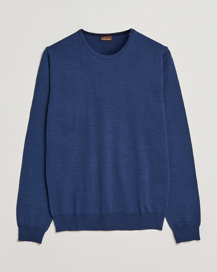 Men | Sweaters & Knitwear | Stenströms | Merino Crew Neck Blue