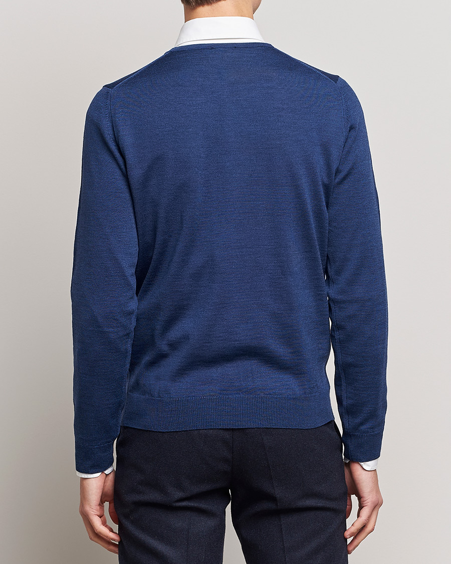 Men | Sweaters & Knitwear | Stenströms | Merino Crew Neck Blue