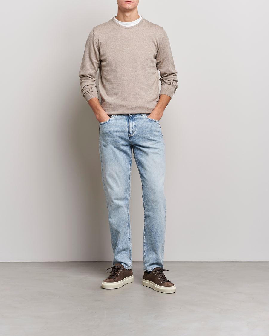 Men | Sweaters & Knitwear | Stenströms | Merino Crew Neck Sand