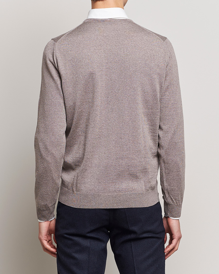 Men | Sweaters & Knitwear | Stenströms | Merino Crew Neck Mud Brown