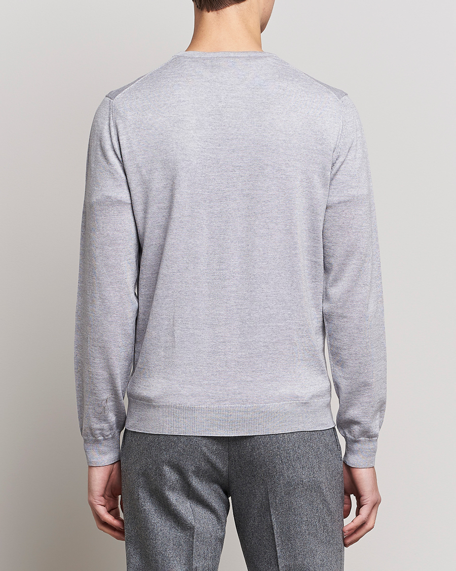 Men | Sweaters & Knitwear | Stenströms | Merino Crew Neck Light Grey