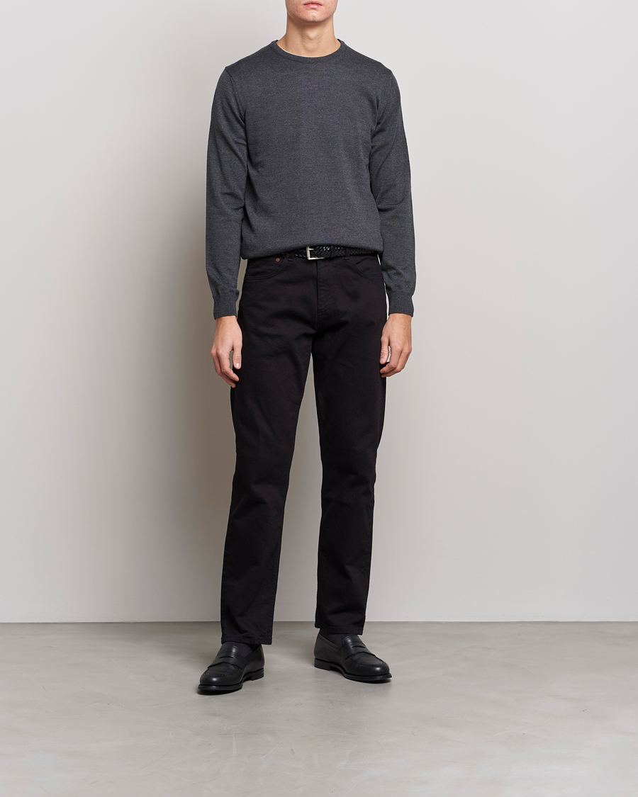 Men | Sweaters & Knitwear | Stenströms | Merino Crew Neck Anthracite