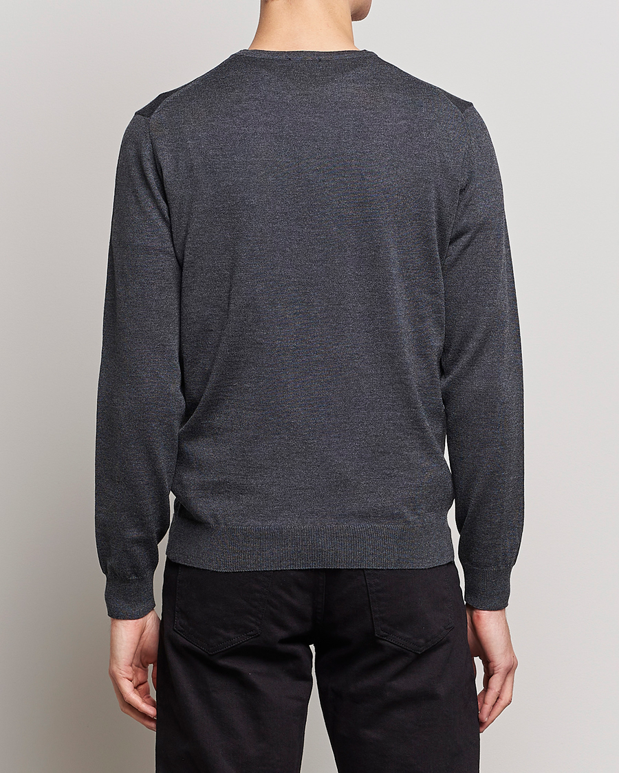 Men | Sweaters & Knitwear | Stenströms | Merino Crew Neck Anthracite