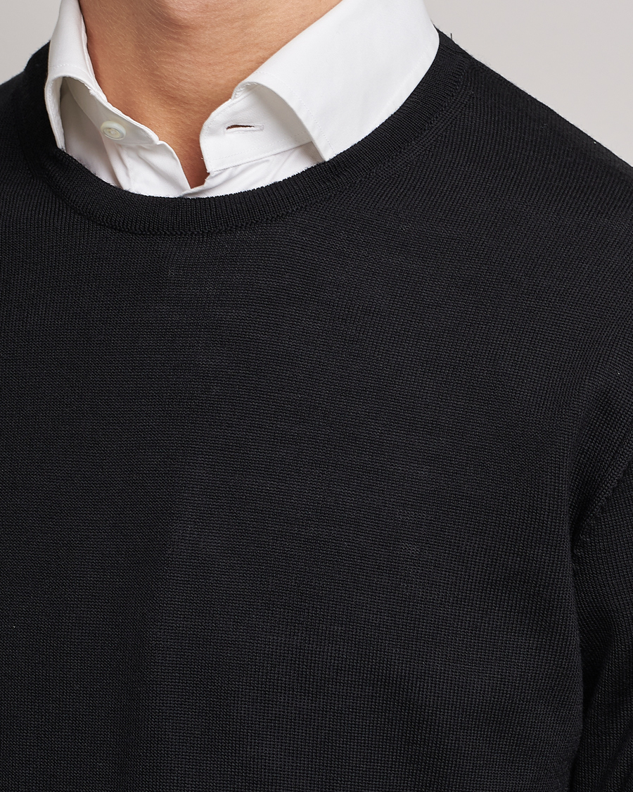 Men | Sweaters & Knitwear | Stenströms | Merino Crew Neck Black