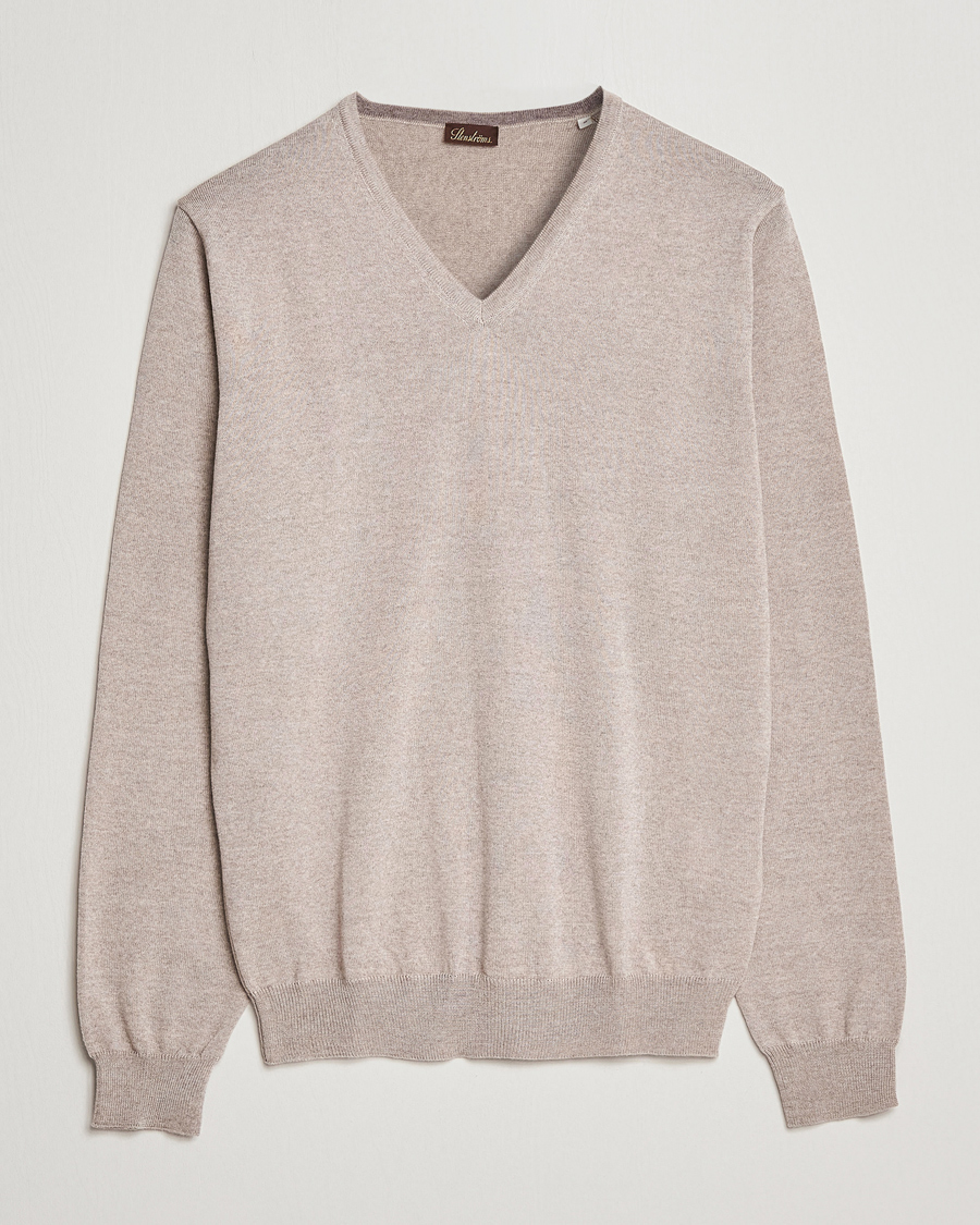Men | Sweaters & Knitwear | Stenströms | Merino V-Neck Sand