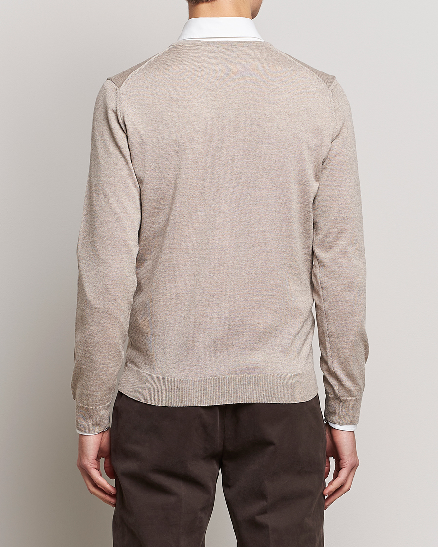 Men | Sweaters & Knitwear | Stenströms | Merino V-Neck Sand