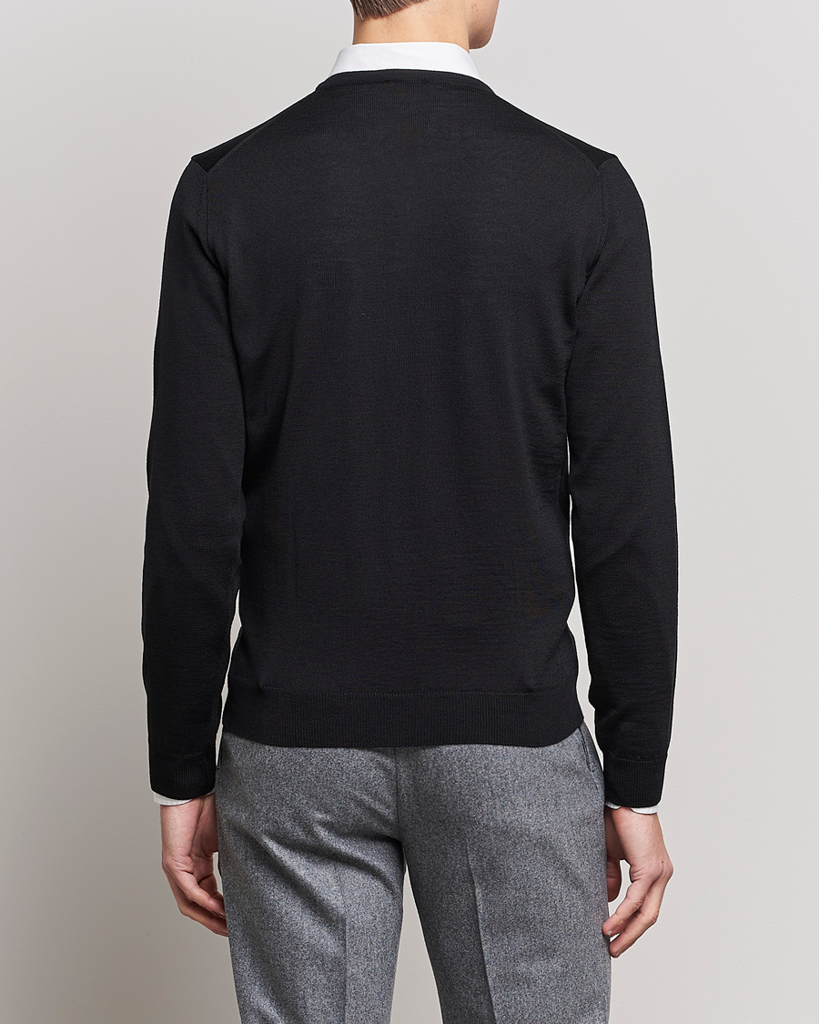 Men | Sweaters & Knitwear | Stenströms | Merino V-Neck Black