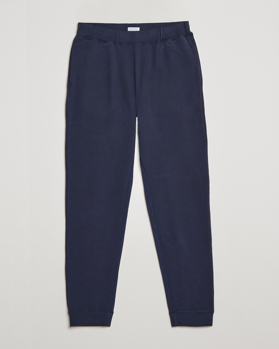 Men | Trousers | Sunspel | Cotton Loopback Track Pants Navy