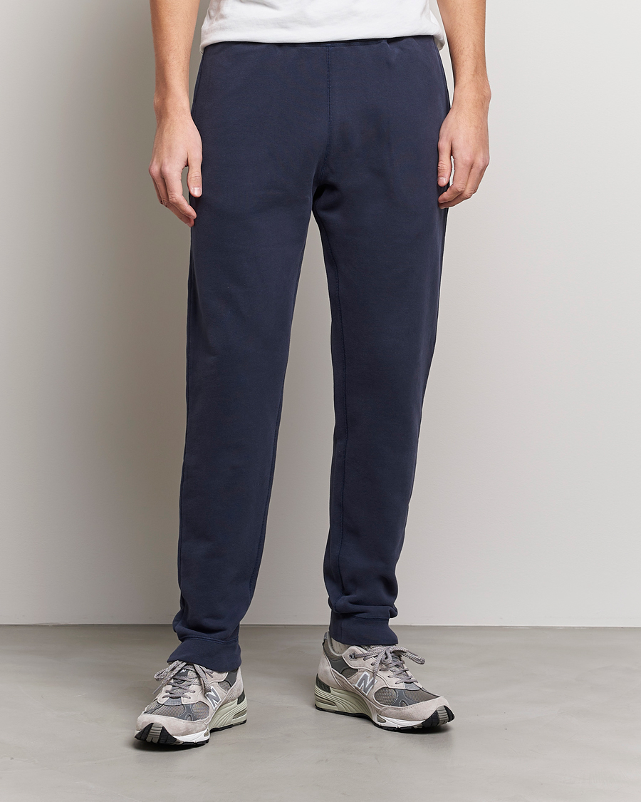 Men | Trousers | Sunspel | Cotton Loopback Track Pants Navy