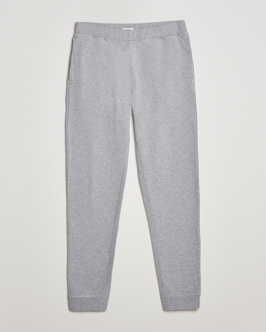 Men | Trousers | Sunspel | Cotton Loopback Track Pants Grey Melange