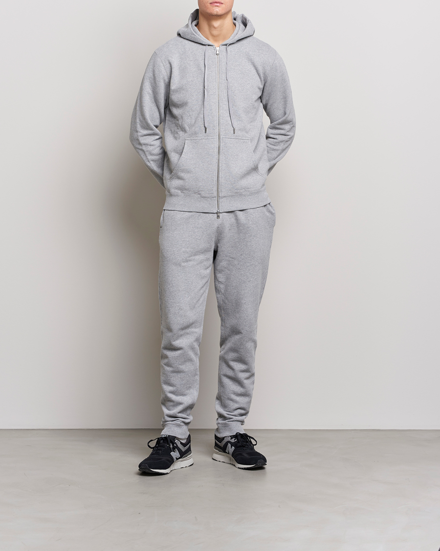 Men | Trousers | Sunspel | Cotton Loopback Track Pants Grey Melange