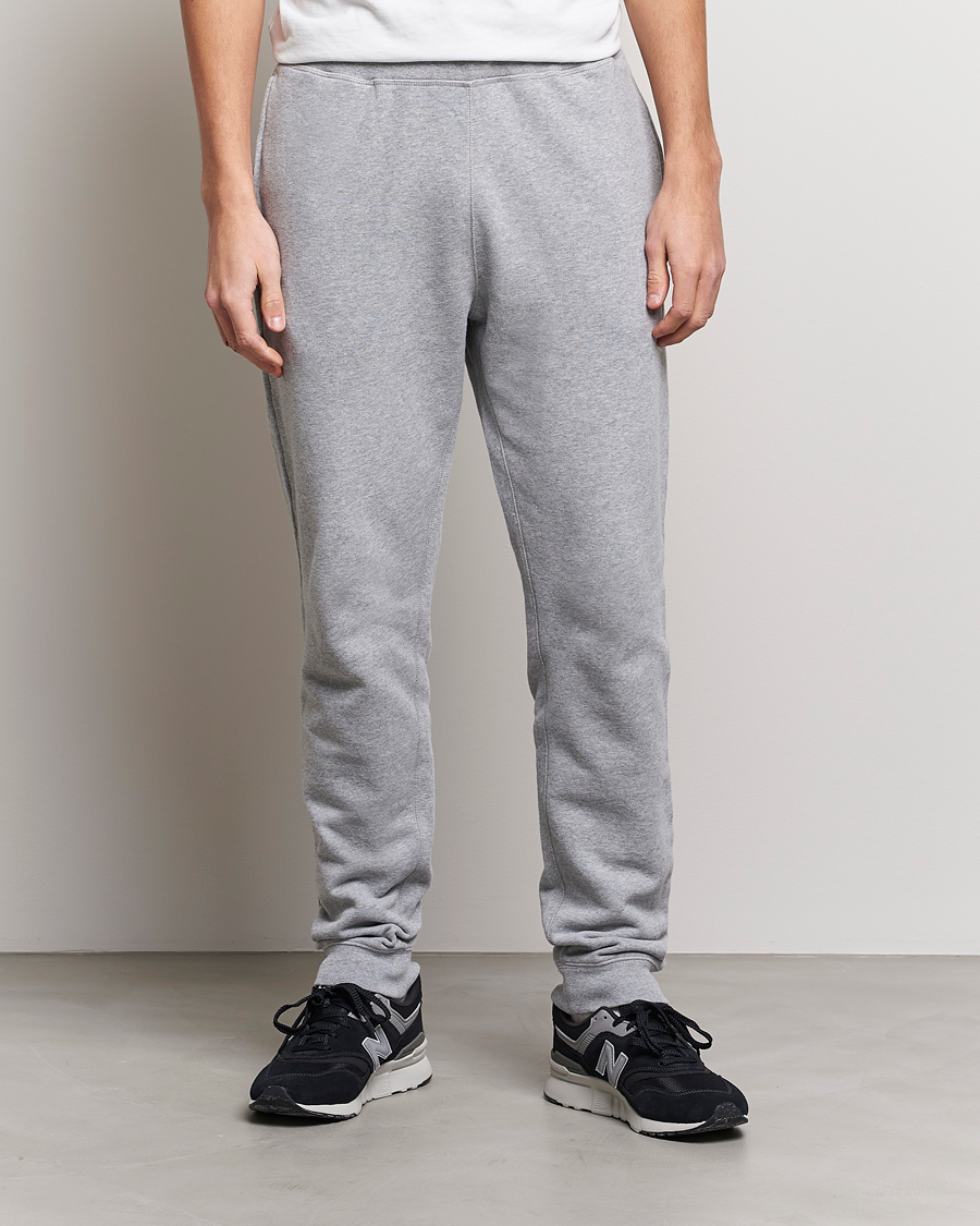 Men | Trousers | Sunspel | Cotton Loopback Track Pants Grey Melange