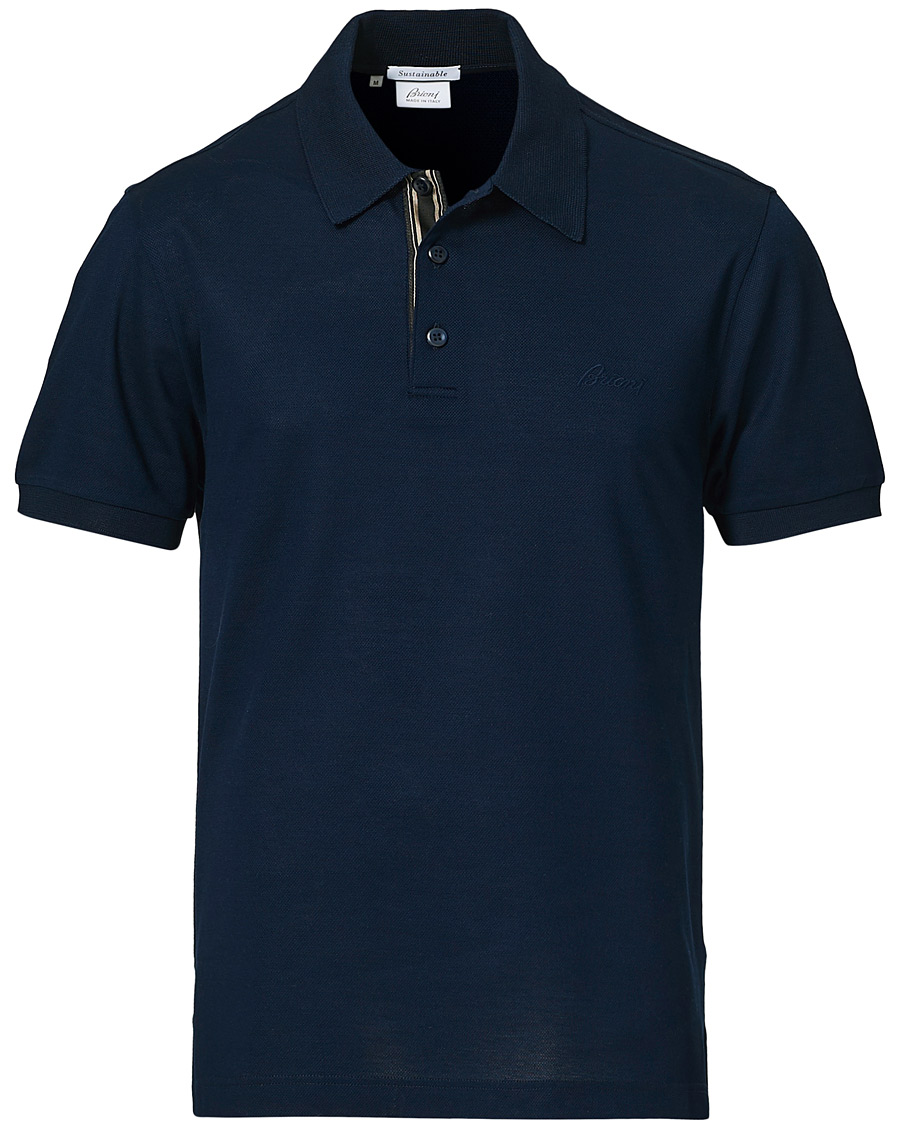 Men | Polo Shirts | Brioni | Contrast Placket Polo Piquet Navy