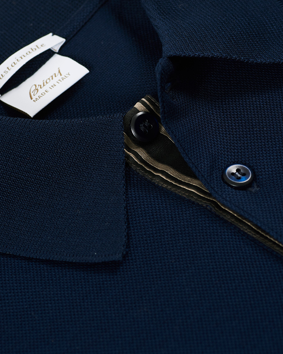 Men | Polo Shirts | Brioni | Contrast Placket Polo Piquet Navy